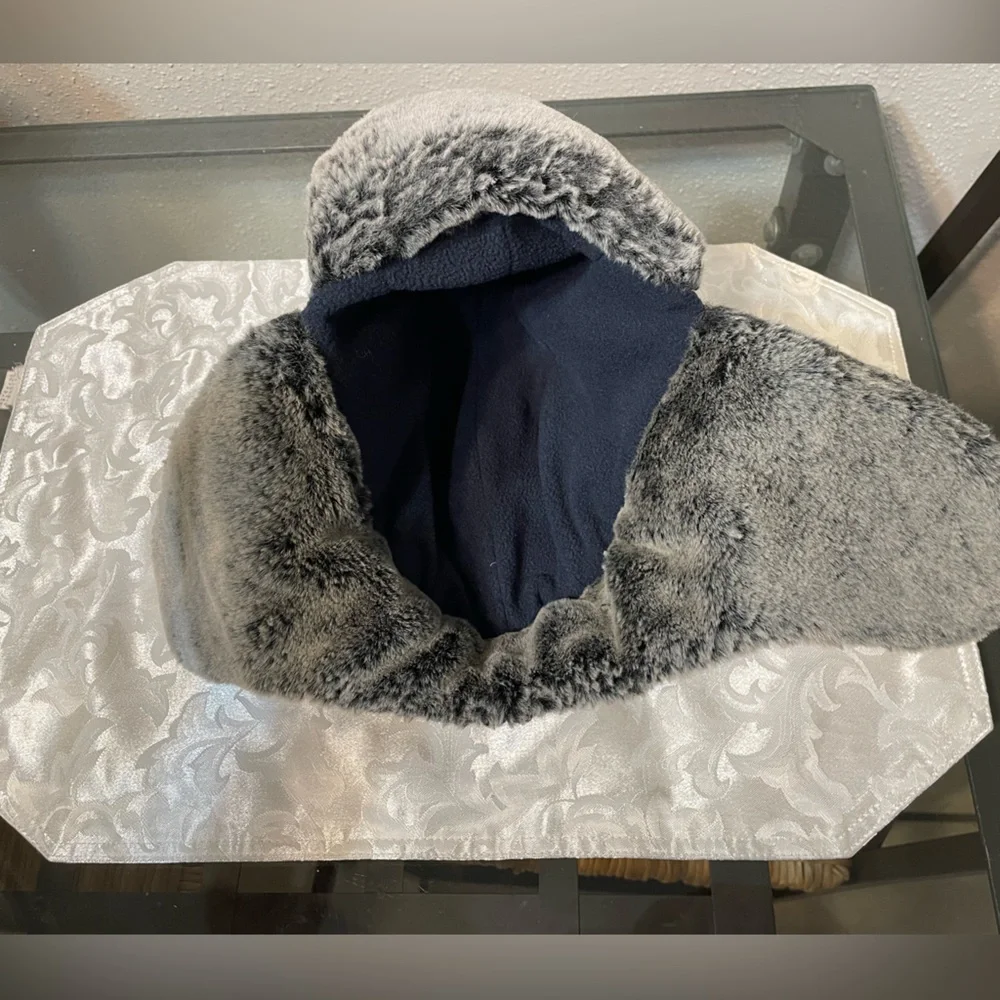 Kids Blue Winter Hat with Faux Fur Lining